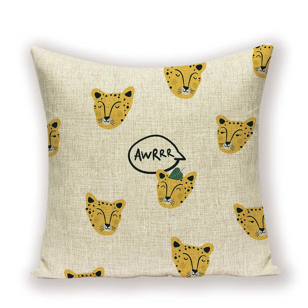 Scandinavian Animal Throw Pillow Cover