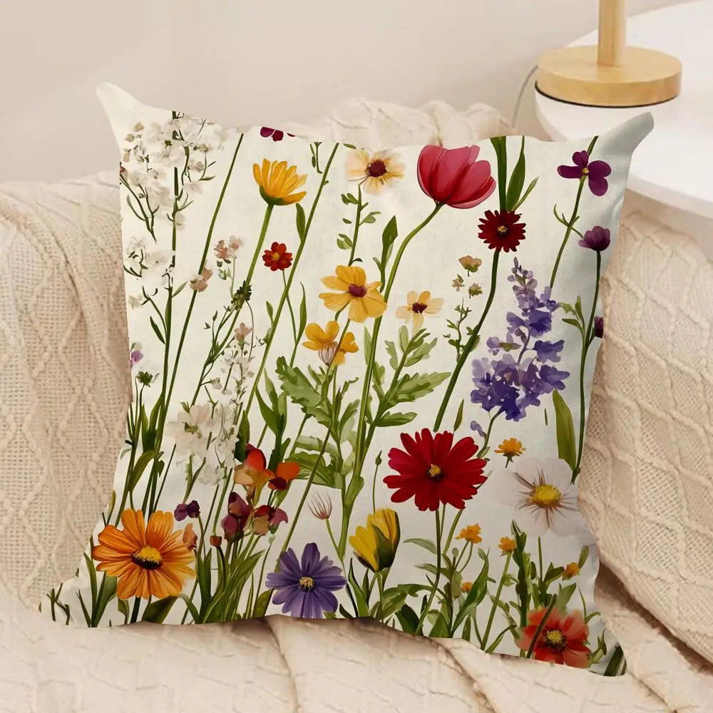 Romantic Floral Throw Pillow Cover