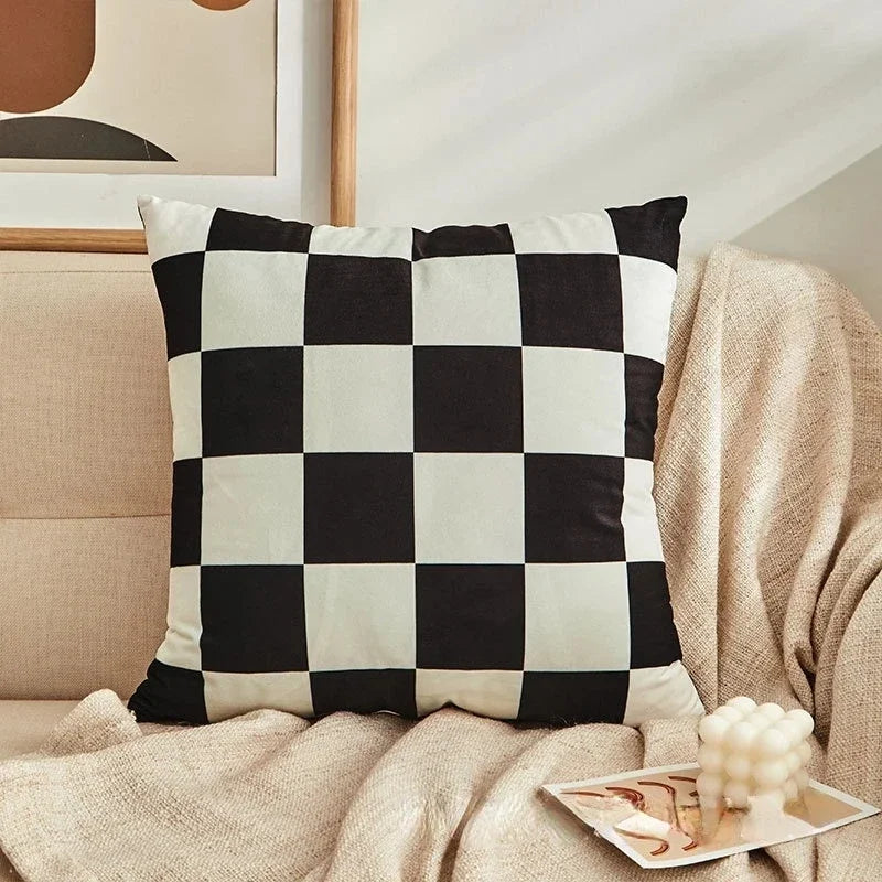Checkerboard Plush Pillow Cover