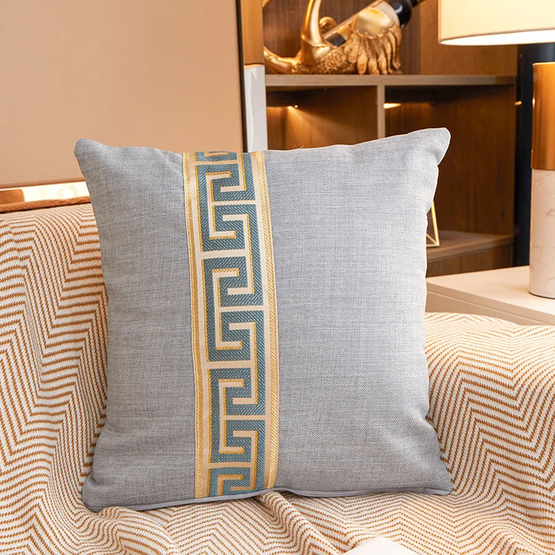 Greek Key Jacquard Pillow Cover