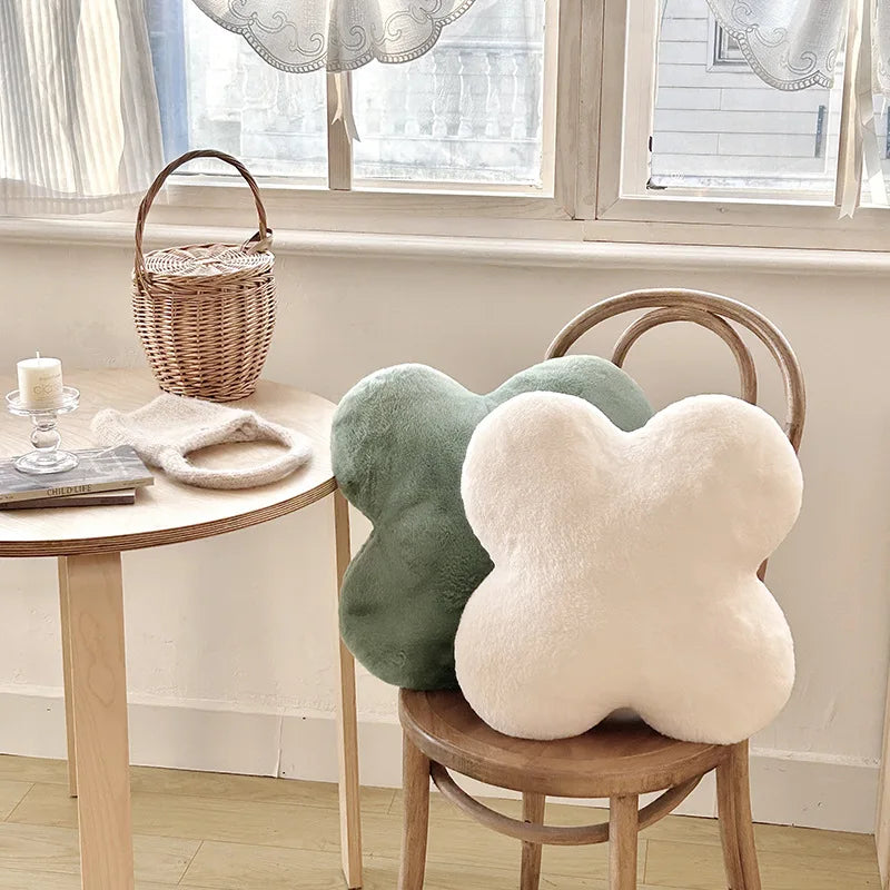 Four-Leaf Clover Faux Fur Cushion