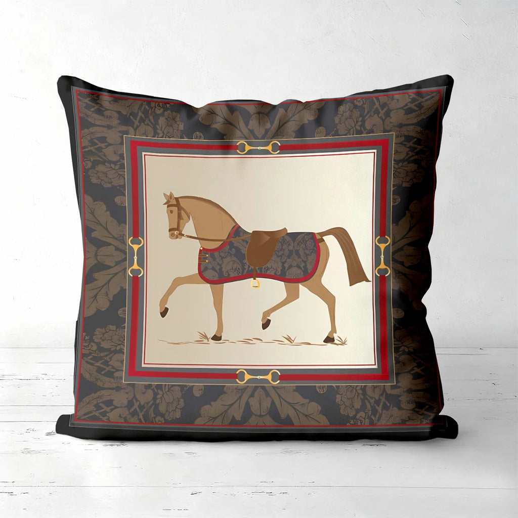 Equestrian Horse Print Pillow Cover