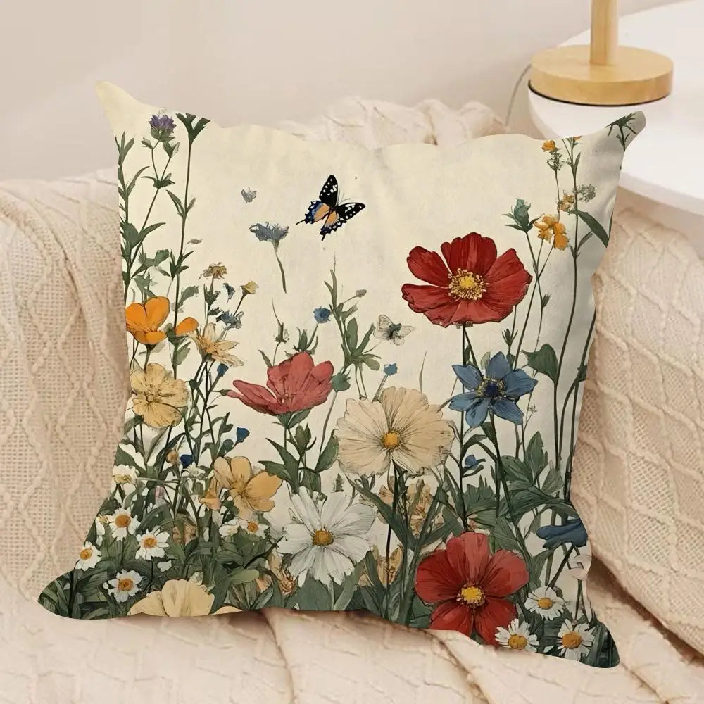 Romantic Floral Throw Pillow Cover