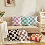 Checkerboard Plush Pillow Cover