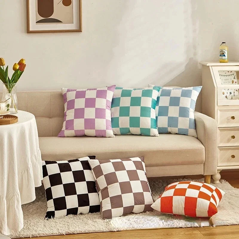 Checkerboard Plush Pillow Cover