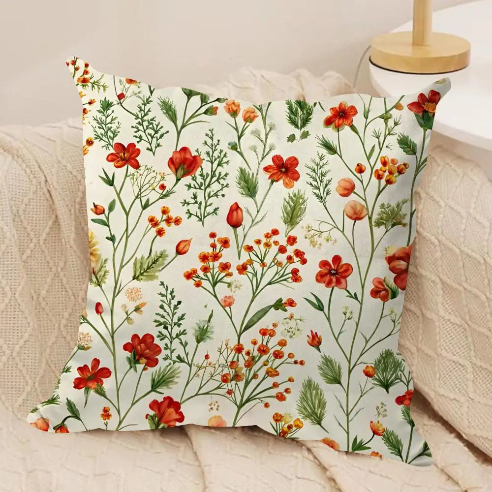 Romantic Floral Throw Pillow Cover