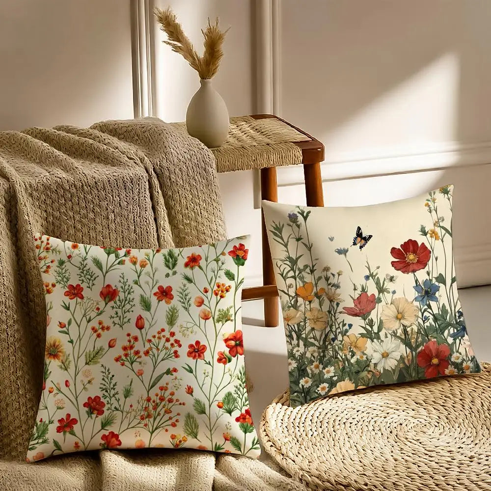 Romantic Floral Throw Pillow Cover
