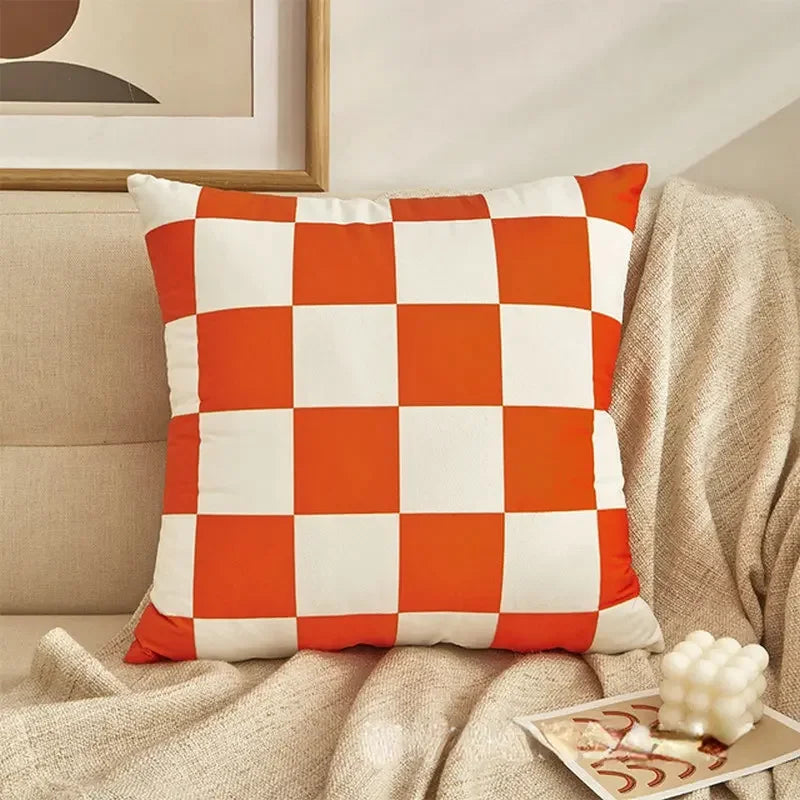 Checkerboard Plush Pillow Cover