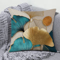 Ginkgo Leaf Linen Throw Pillow Cover