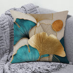 Ginkgo Leaf Linen Throw Pillow Cover