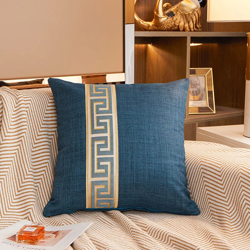 Greek Key Jacquard Pillow Cover