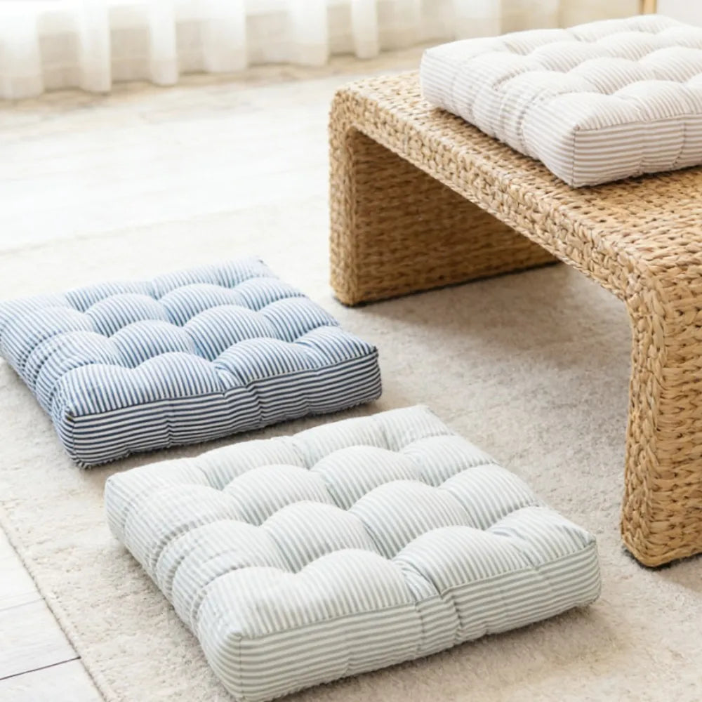 Thick Tufted Ticking Stripe Floor Cushion