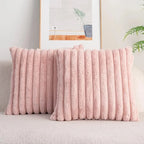 Faux Fur Striped Throw Pillow Cover