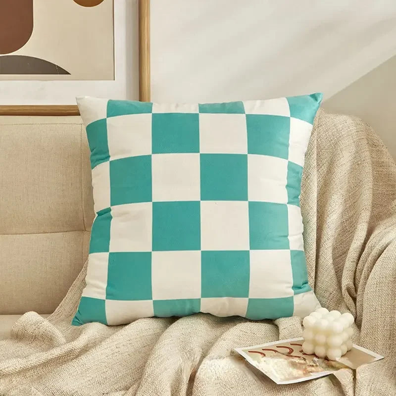 Checkerboard Plush Pillow Cover