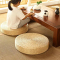Woven Straw Floor Pouf
