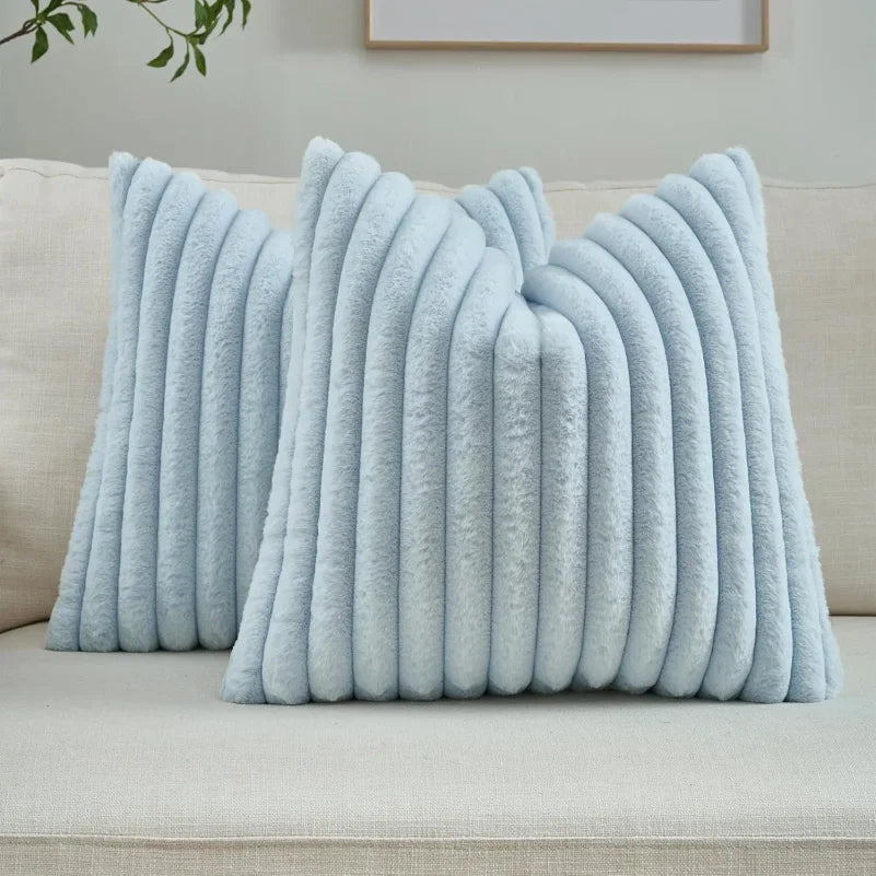 Faux Fur Striped Throw Pillow Cover