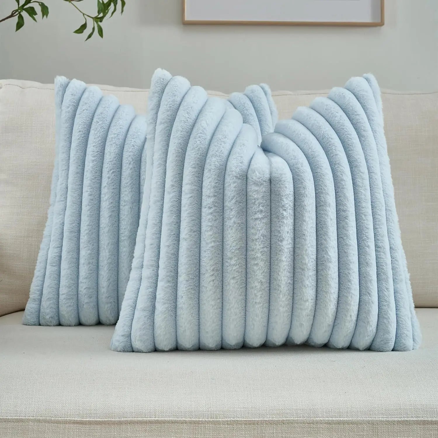 Faux Fur Striped Throw Pillow Cover