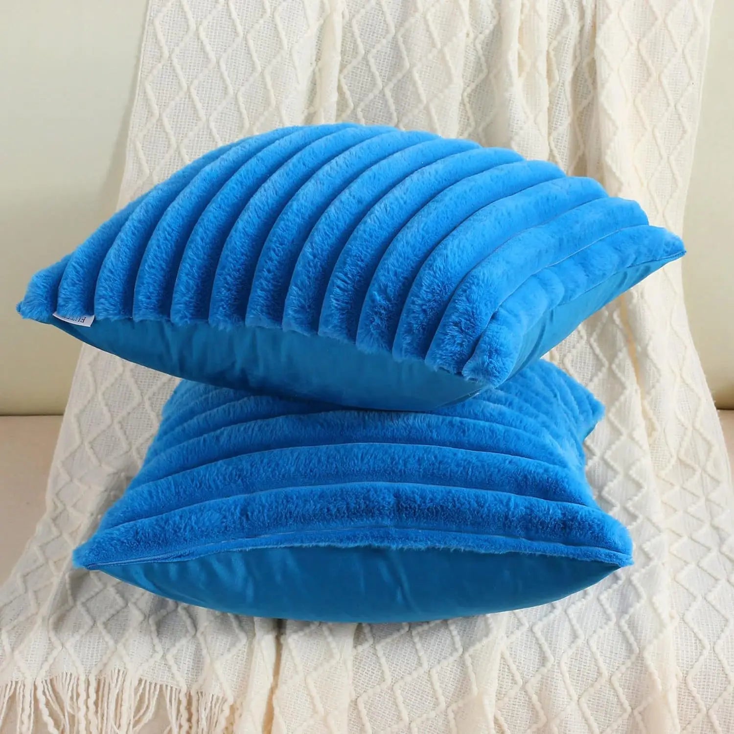 Faux Fur Striped Throw Pillow Cover