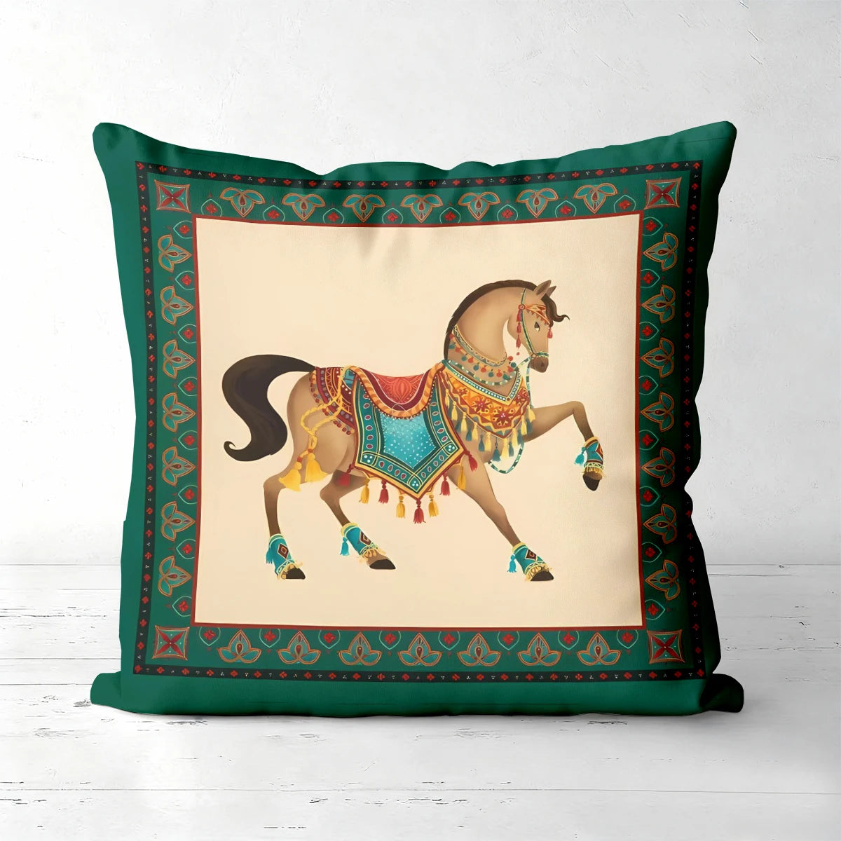 Equestrian Horse Print Pillow Cover