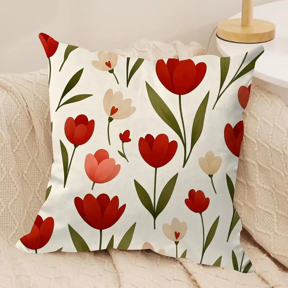 Romantic Floral Throw Pillow Cover