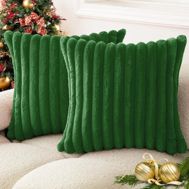 Faux Fur Striped Throw Pillow Cover