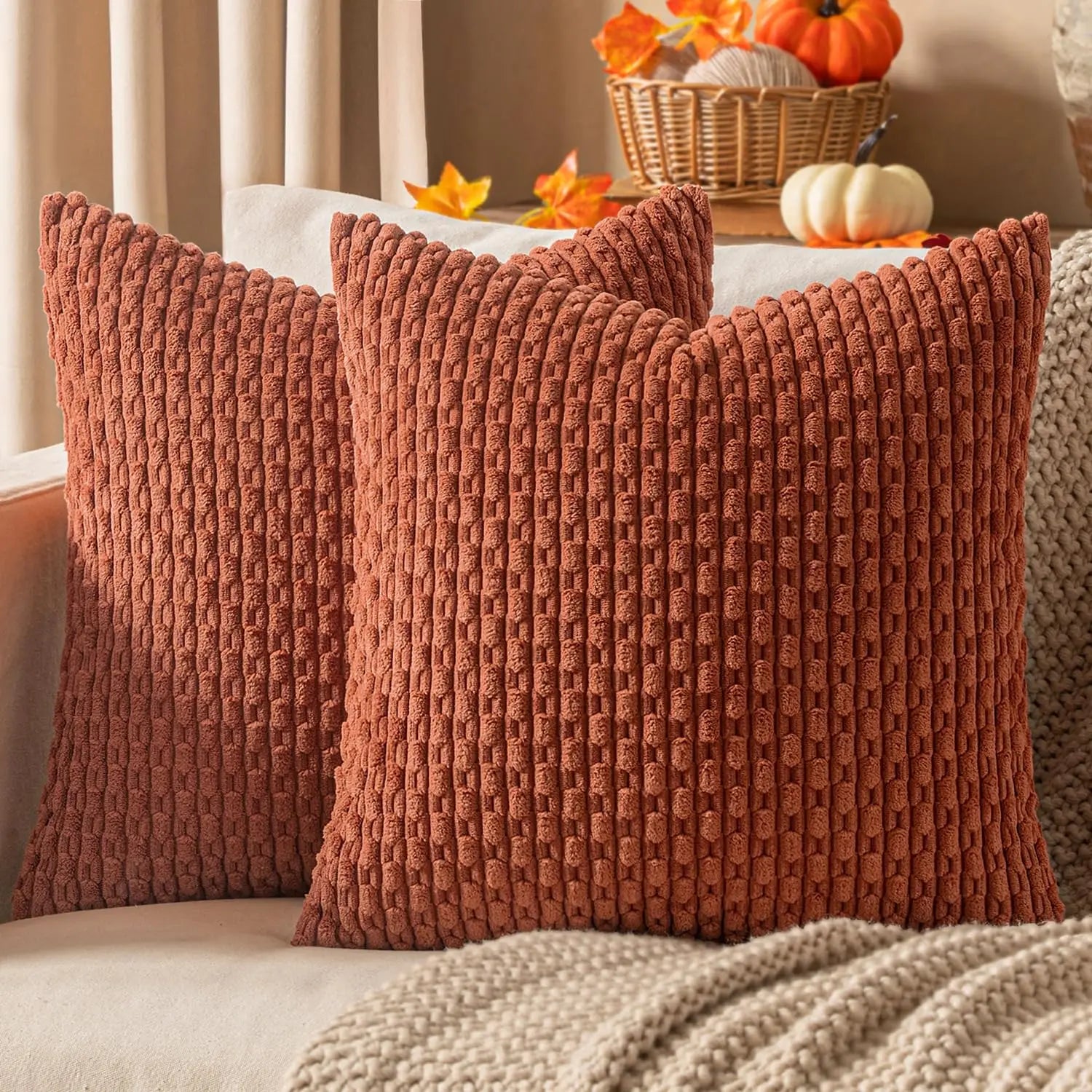 Boho Textured Throw Pillow Cover