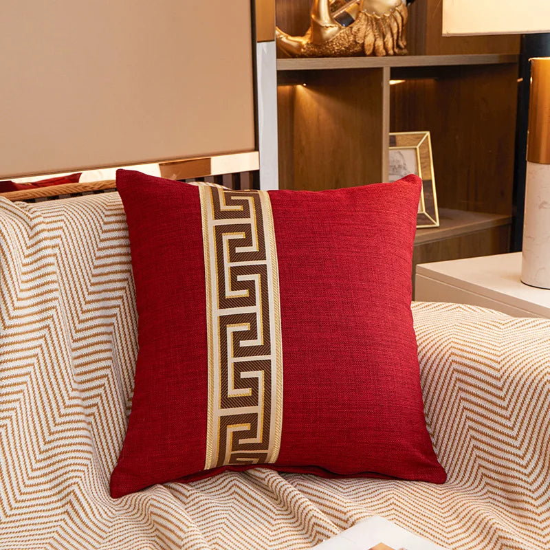 Greek Key Jacquard Pillow Cover