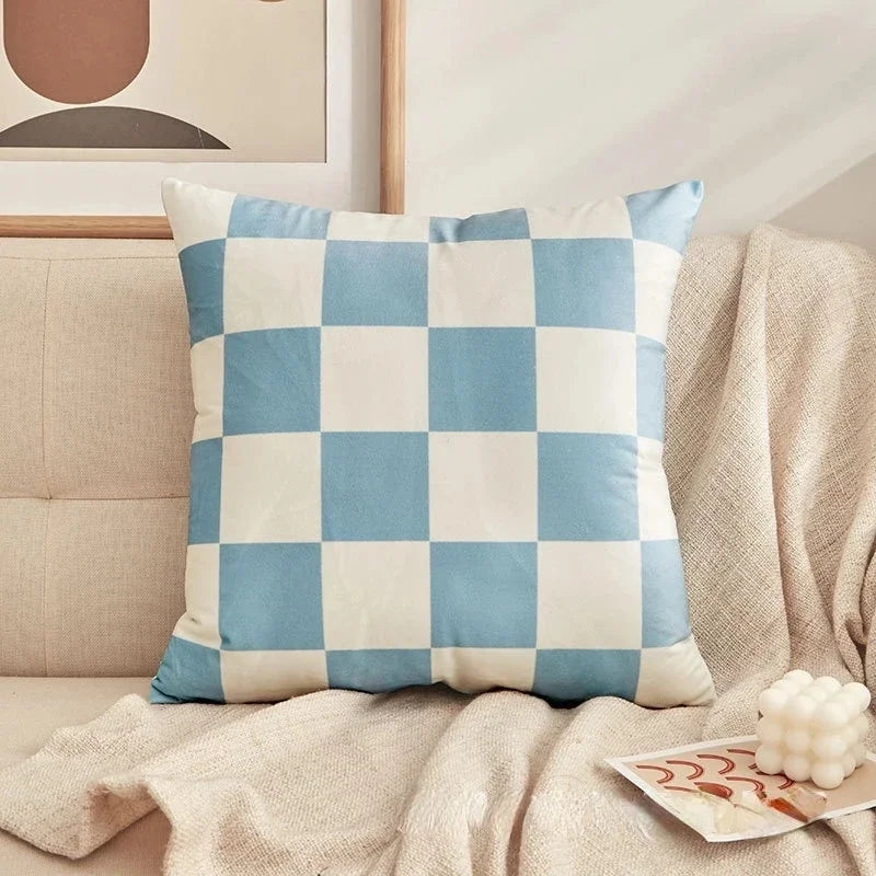 Checkerboard Plush Pillow Cover