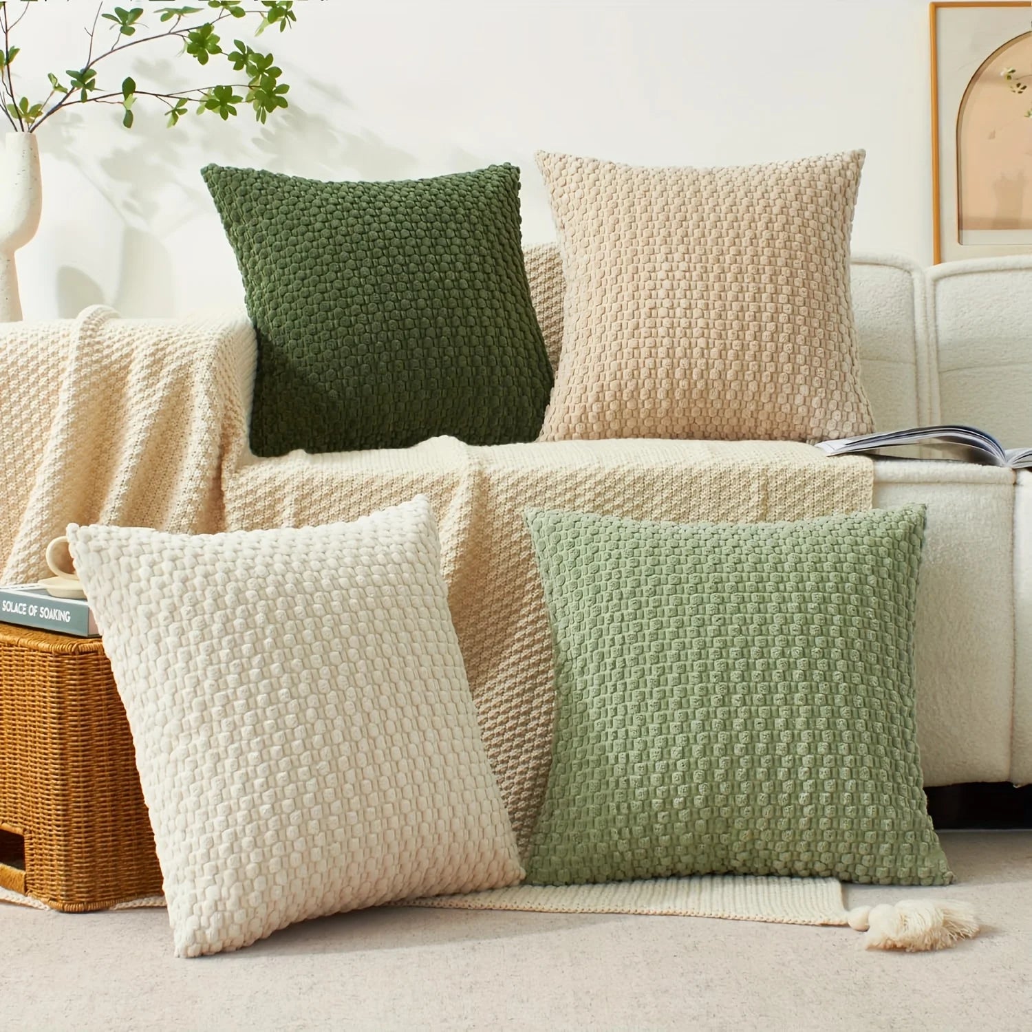 Boho Textured Throw Pillow Cover