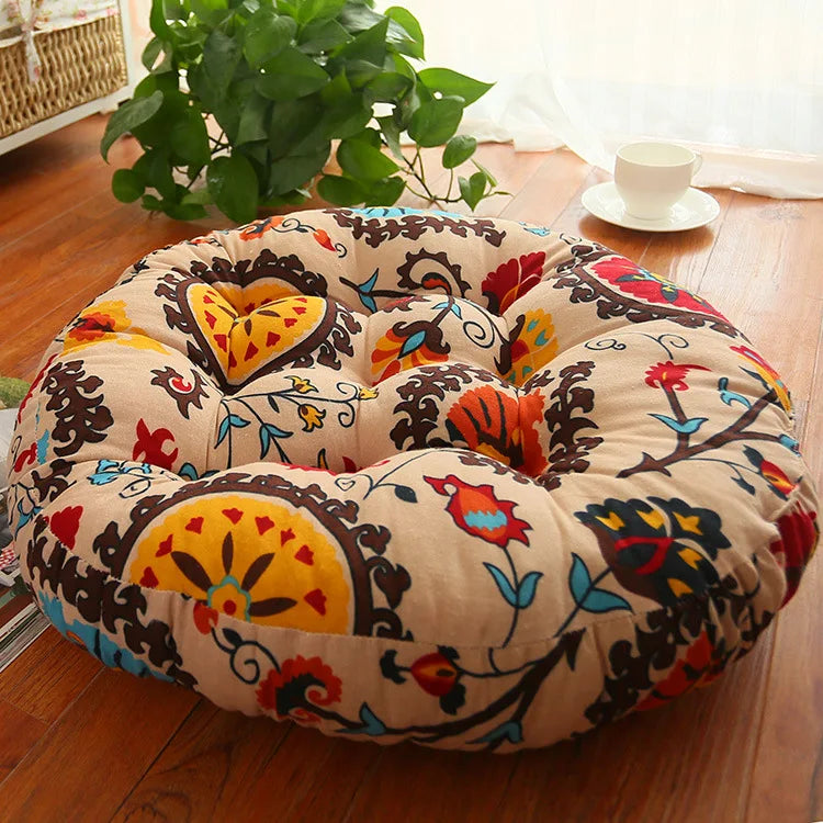 Round Cotton Linen Tatami Floor Cushion