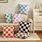 Checkerboard Plush Pillow Cover