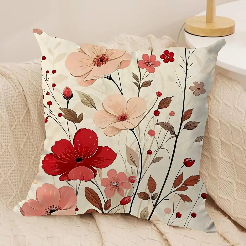 Romantic Floral Throw Pillow Cover