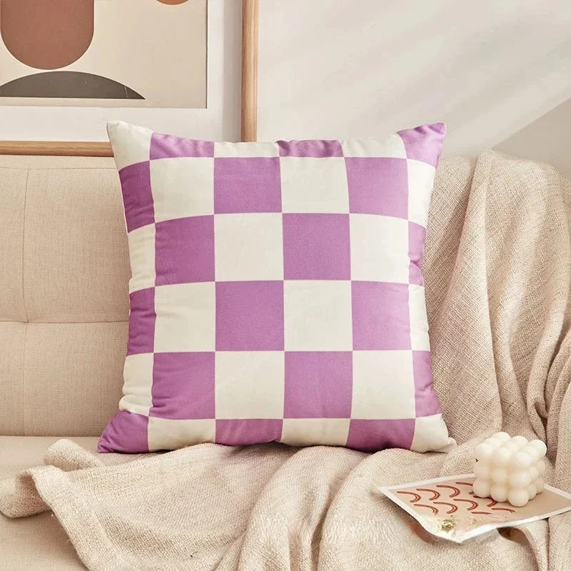 Checkerboard Plush Pillow Cover