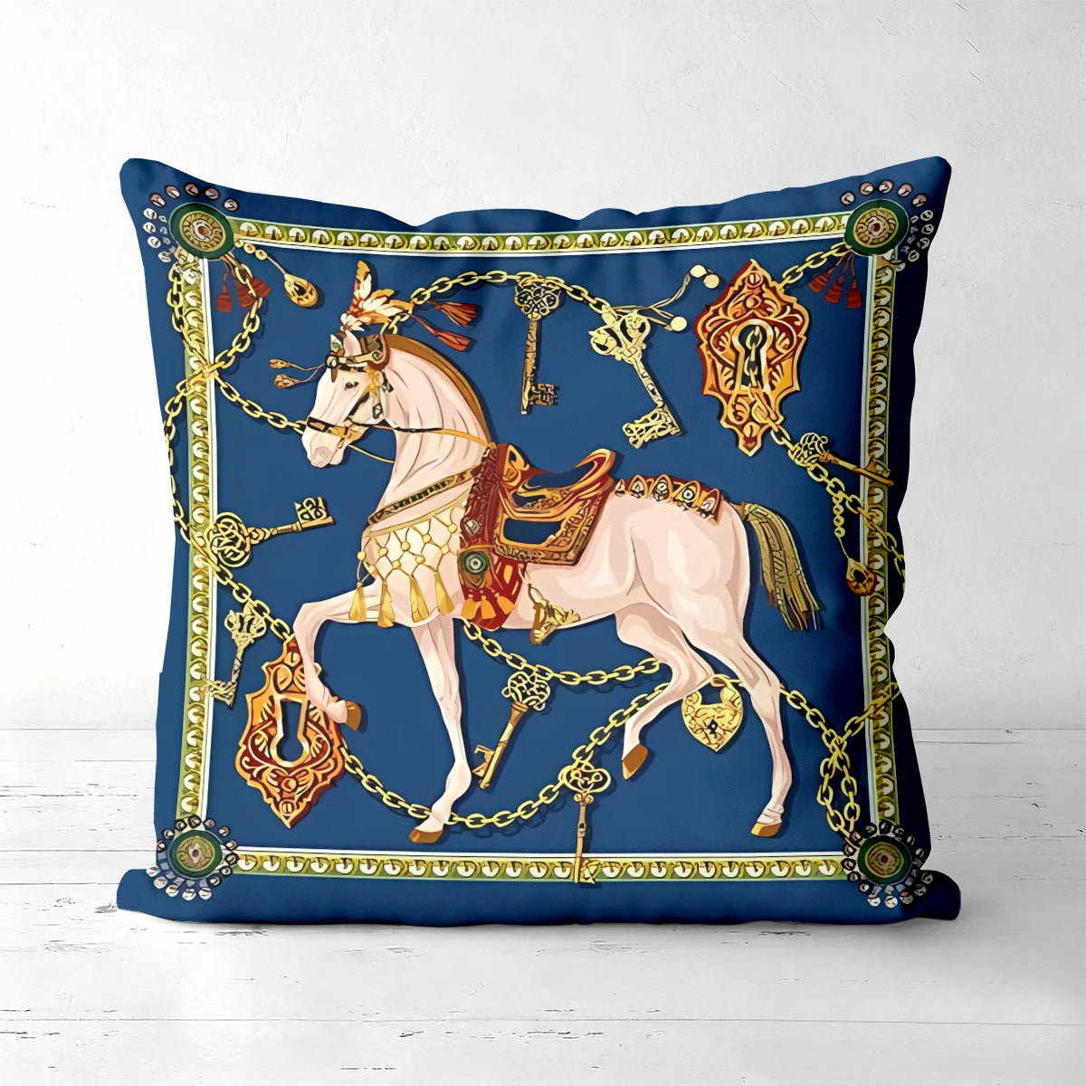 Equestrian Horse Print Pillow Cover