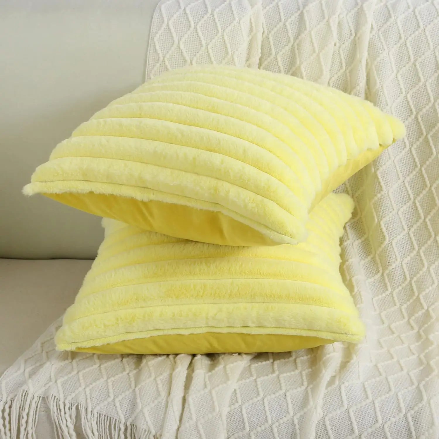 Faux Fur Striped Throw Pillow Cover