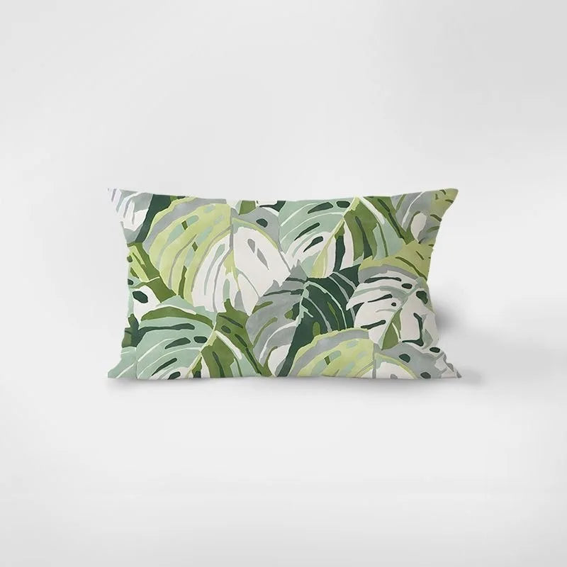 Monstera Leaf Lumbar Pillow Cover