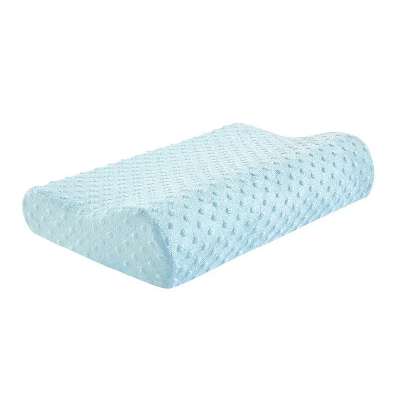 Bamboo memory foam pillow — velvet blue cover