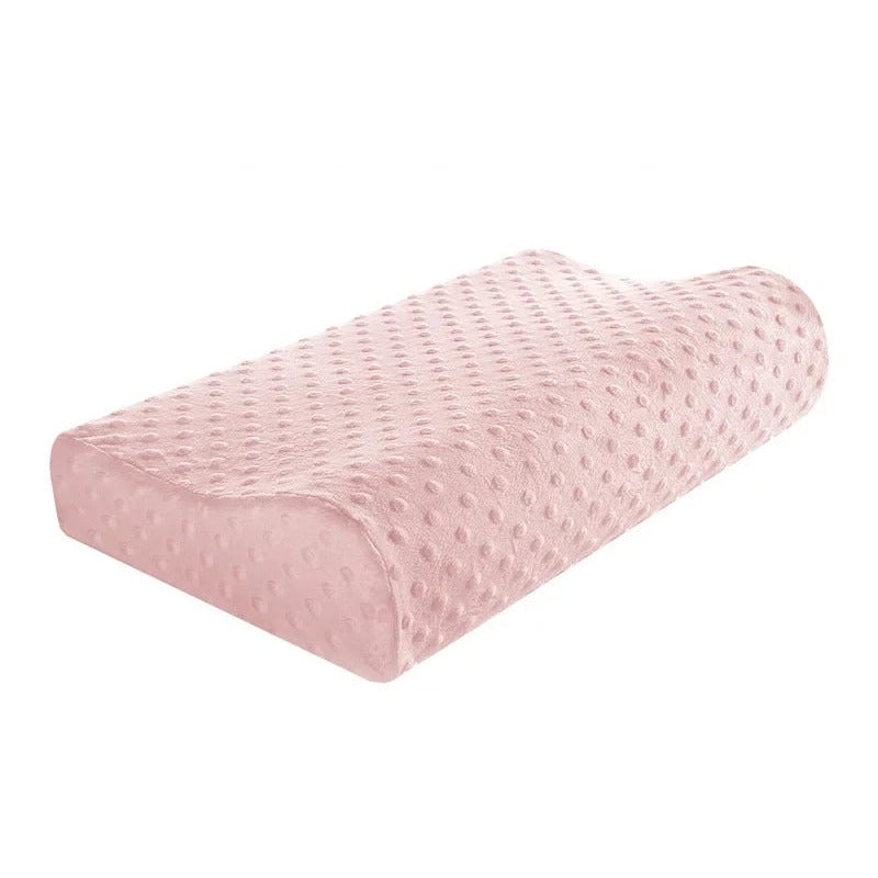 Bamboo memory foam pillow — velvet pink cover