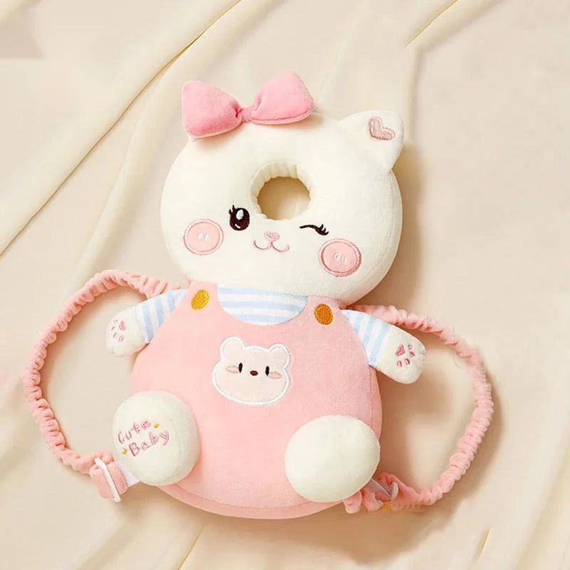 Pink bunny head-guard backpack pillow