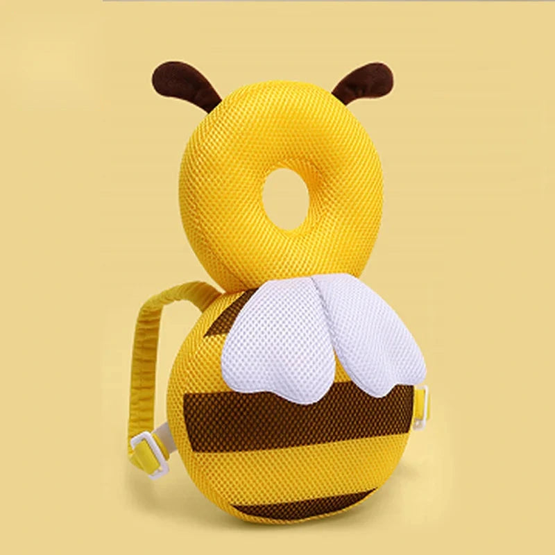 Yellow bee head-guard backpack pillow